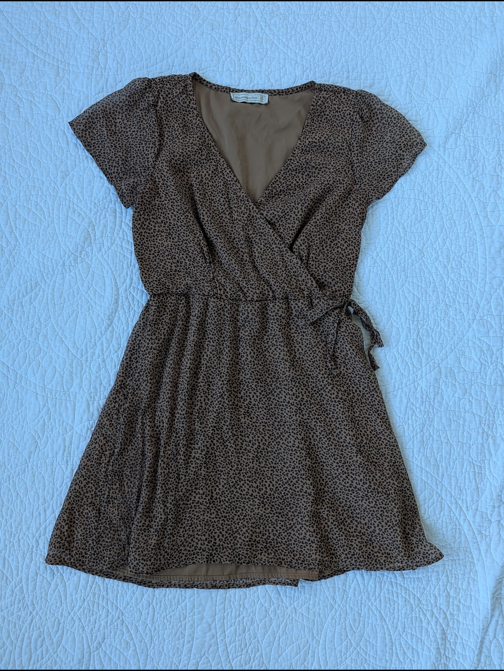 Abercrombie & Fitch Brown Leapord Print Wrap-Style Mini Dress